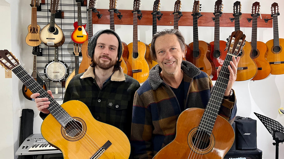 James and Rob from Sydney with a Tarrega TG-B and a Yamaki GC-30 classical guitar