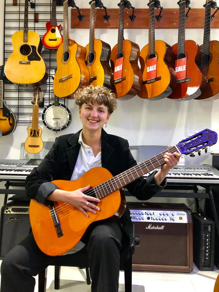 Carmen with her new 1965 Di Giorgio classical guitar, a gift of love from her father. What a lovely and meaningful gesture of her dad.