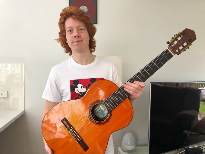 Mitchell from Queensland with one of my all-time favourites: the one and only Di Giorgio Classico No. 28.  Check out the back of the guitar.